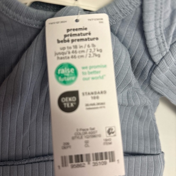 Carter's Blue Long Sleeve Gown with cap Preemie. NEW WITH TAGS​ - Picture 2 of 4